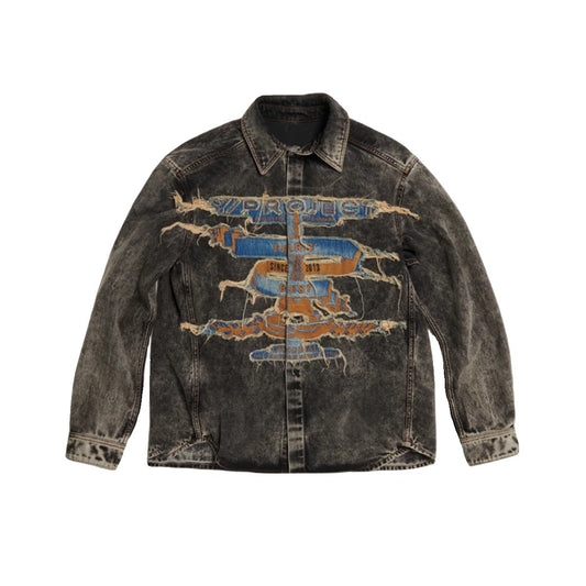 Y/Project Patch Embroidered Washed Denim Jacket