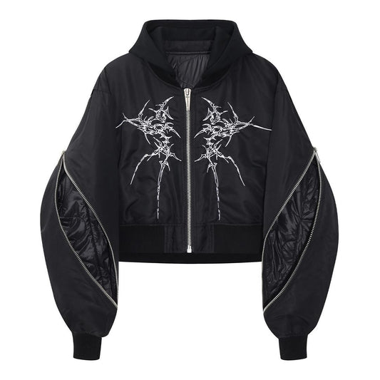 REBEL WAVE24fw Double Zipper Hooded Bomber jacket