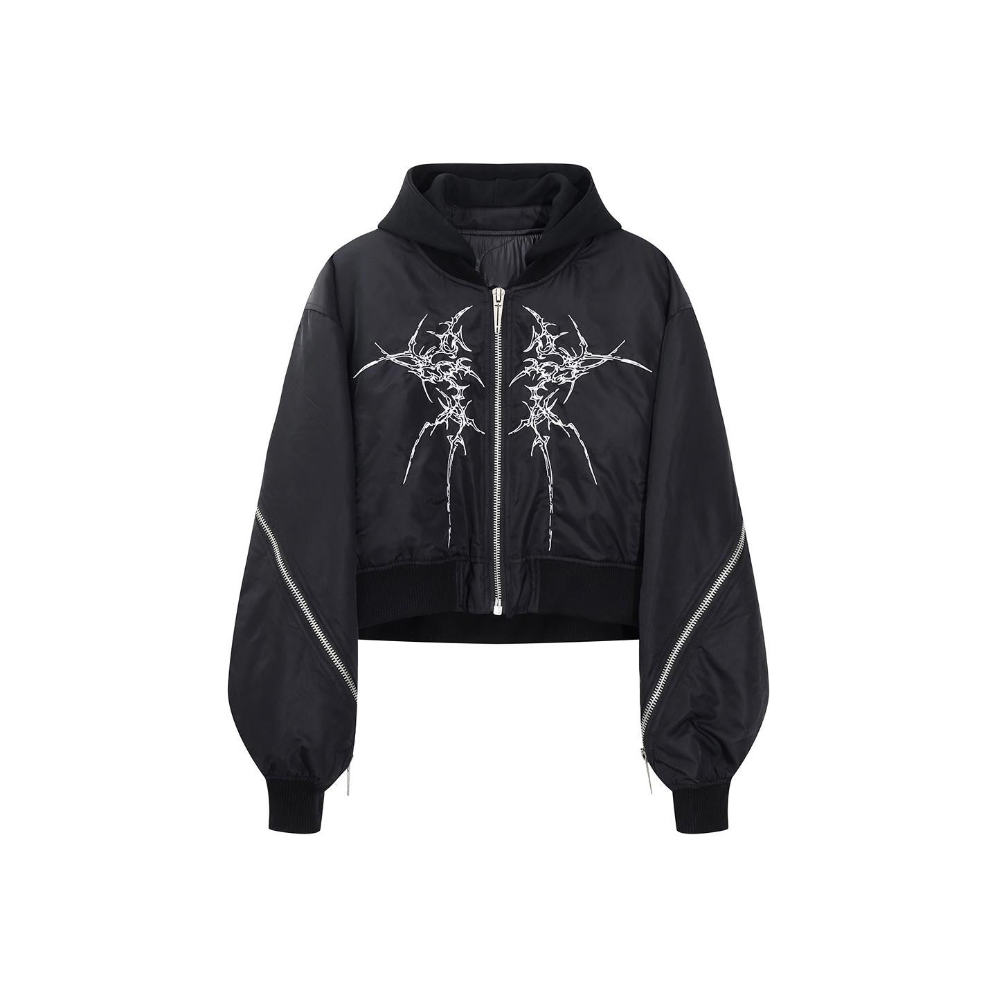 REBEL WAVE24fw Double Zipper Hooded Bomber jacket