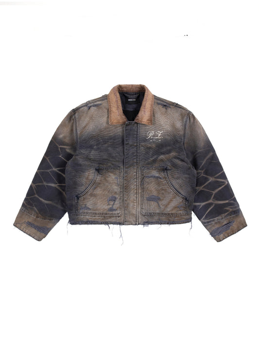 REGEN ZONE 25ss "RIOT" COUTURE Gasoline Blue Destruction Jacket