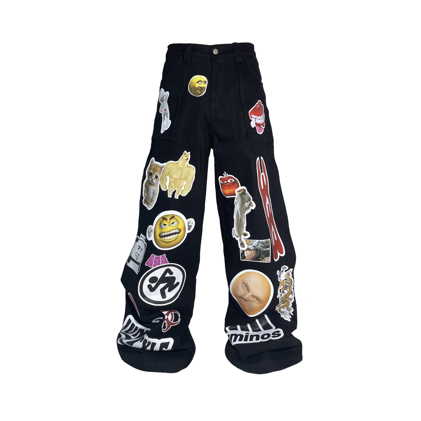 Aminos Sticker Print Baggy Loose Pants