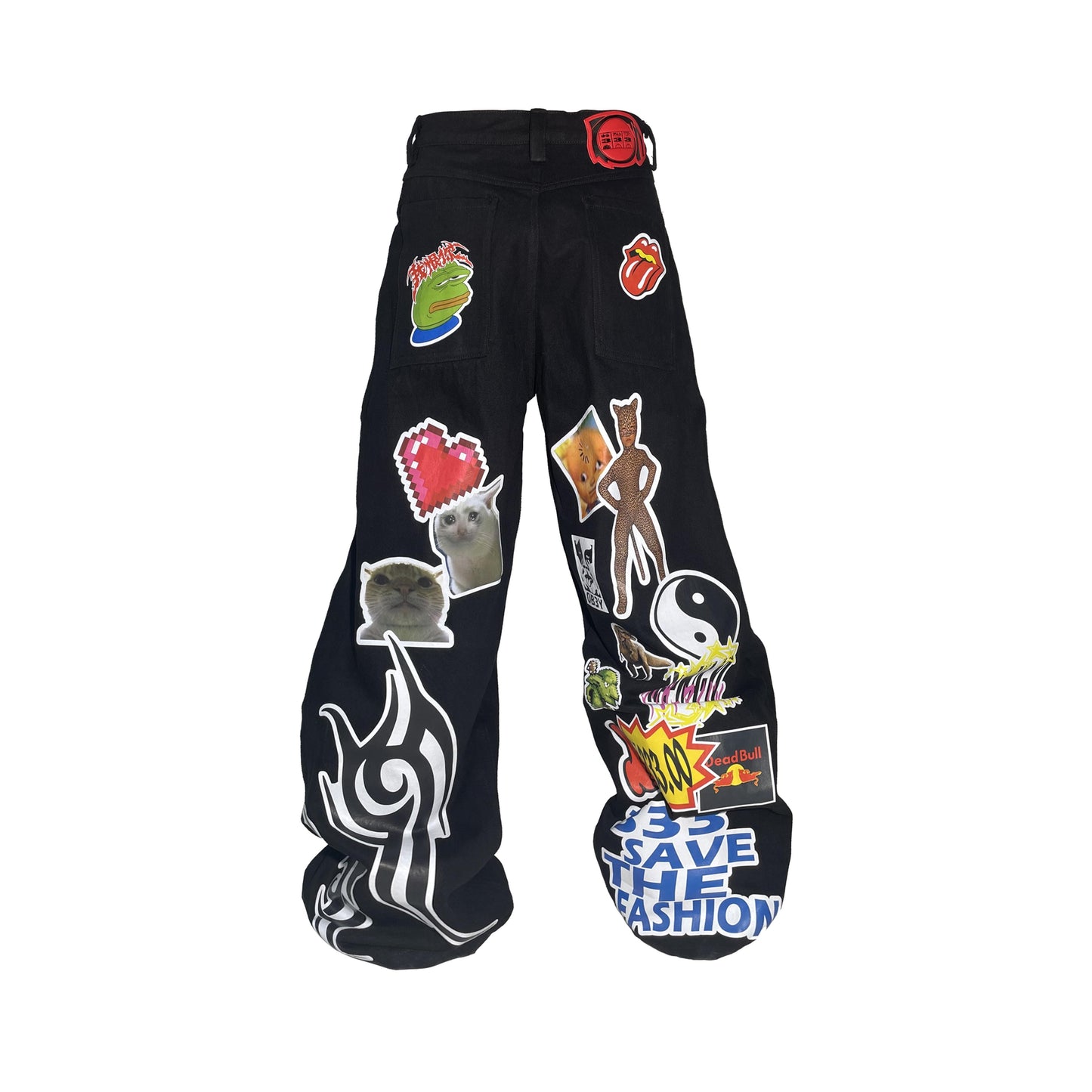 Aminos Sticker Print Baggy Loose Pants