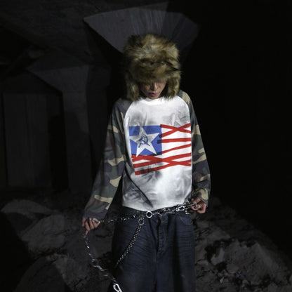 99CLUB Commy Flag Dirty Long Sleeved Shirt