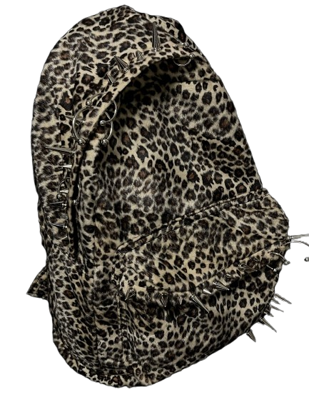 Rivet Piercing Leopard Pattern Backpack
