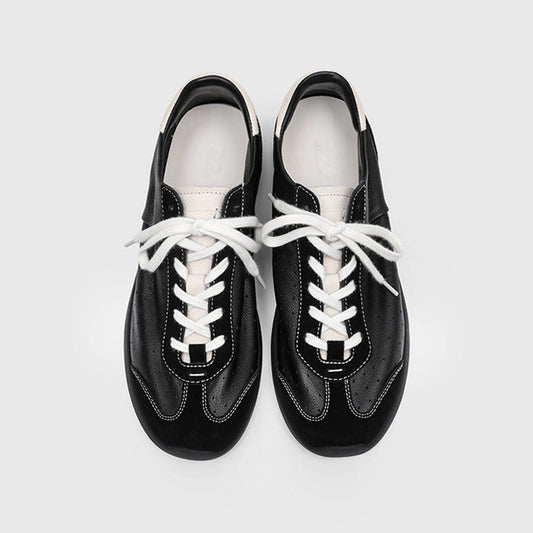 RZAAZ Black Forrest Retro Cowhide Black Flat Shoes