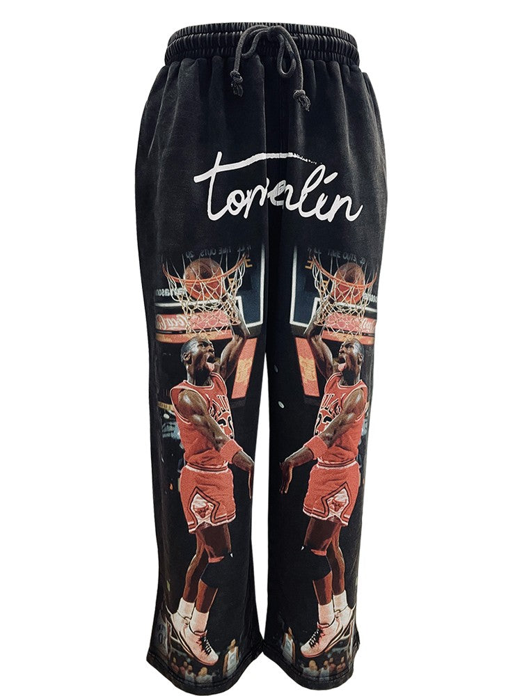 Tomsenlin MJ Dunk Distressed Long Sweatpants