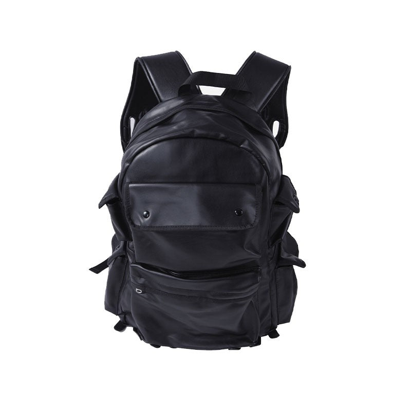 SHISUKAN Waterproof Multi-pocket Leather Backpack