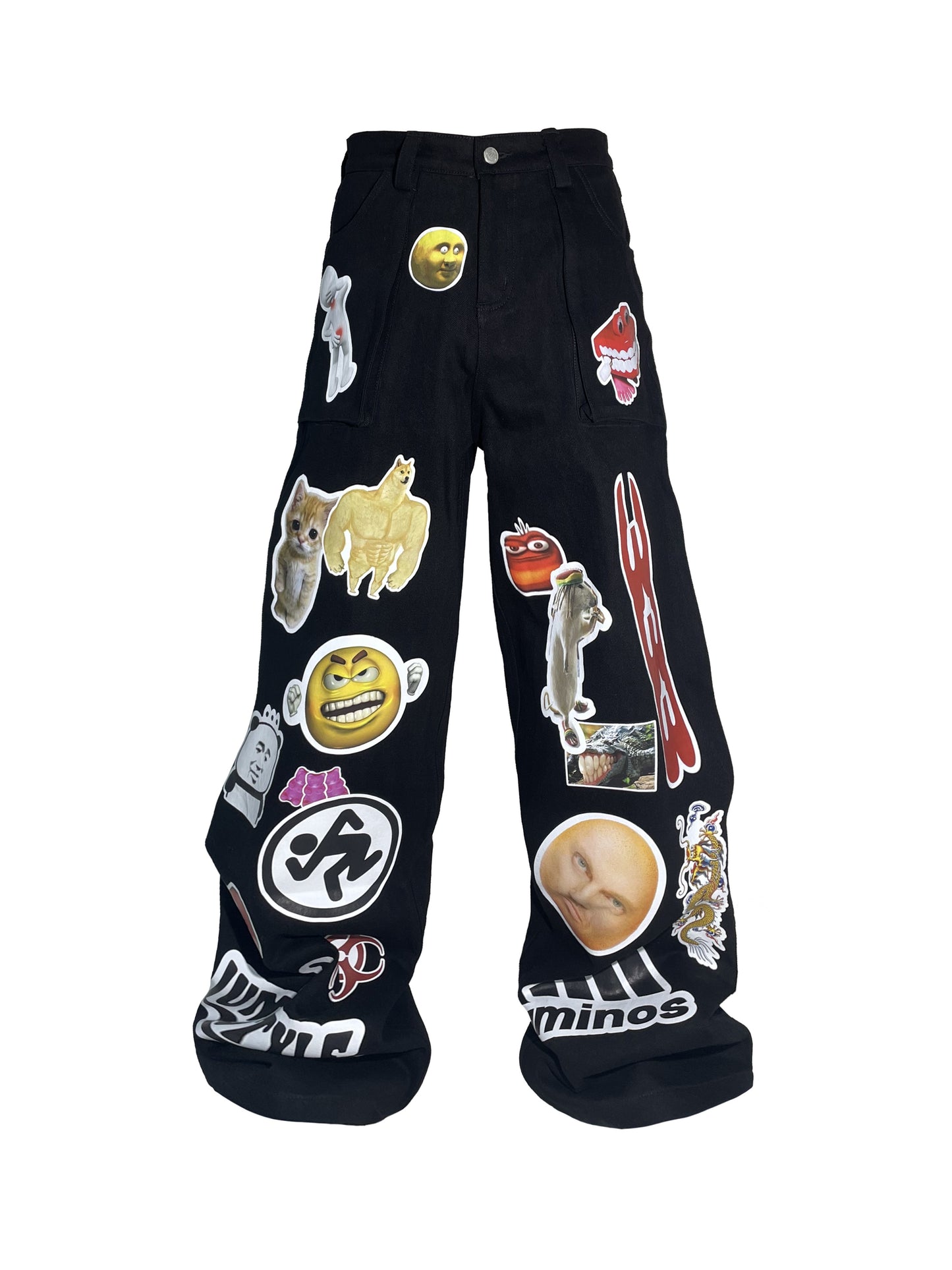 Aminos Sticker Print Baggy Loose Pants